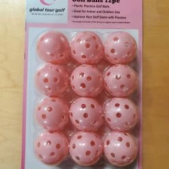 Global Golf Whiffle Practice Golf Balls (12 Pc) Pink